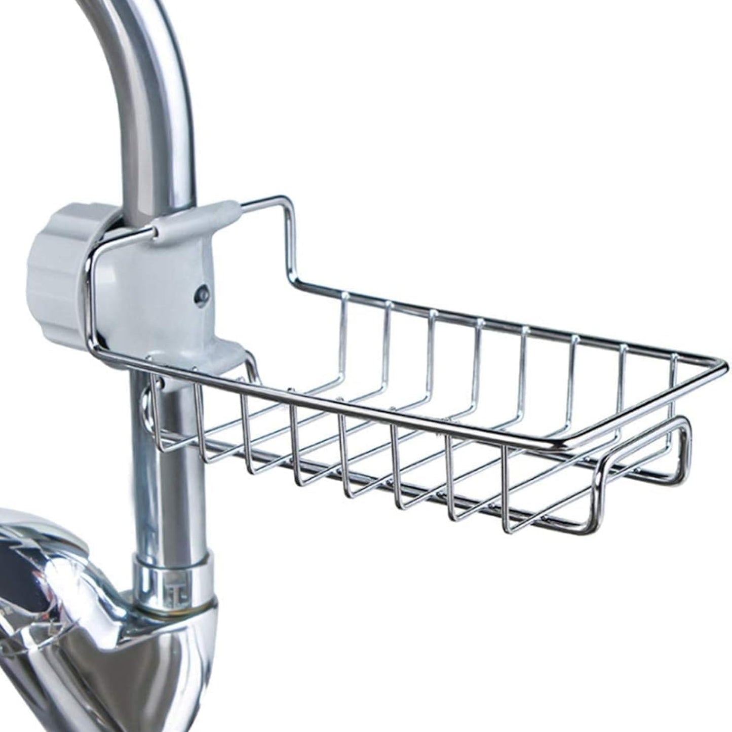 Sink Caddy Sponge Holder， Double Layer Stainless Steel Faucet Storage Rack Kitchen Organizer for Dishcloth and Cleaning Brush Holder, Shower Caddy Soap Organizer for Bathroom/Kitchen