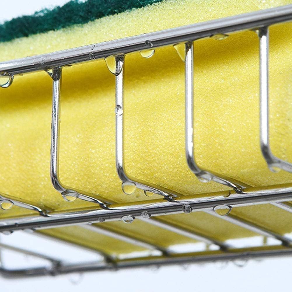 Sink Caddy Sponge Holder， Double Layer Stainless Steel Faucet Storage Rack Kitchen Organizer for Dishcloth and Cleaning Brush Holder, Shower Caddy Soap Organizer for Bathroom/Kitchen